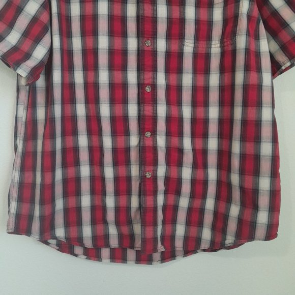 Carhartt Essential Plaid Short Sleeve Button Down Shirt Cotton Red Men's Size XL - Picture 2 of 9